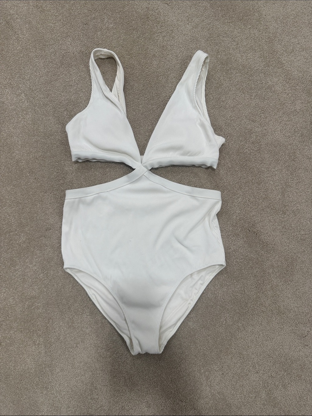 aerie White One-Piece ribbed cutout Swimsuit